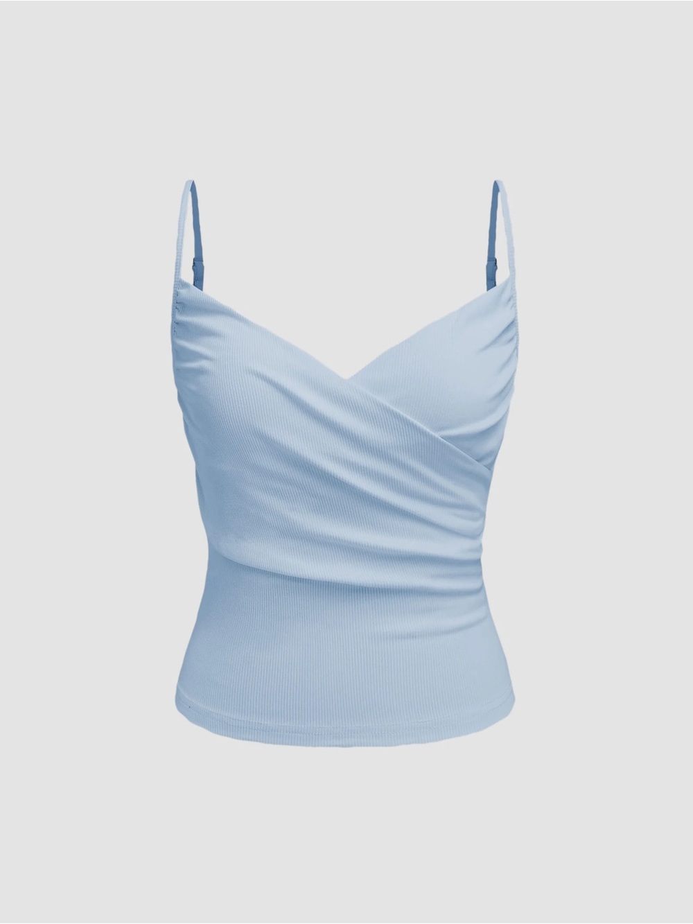 Women's Cider Light Blue V-neck Ruched Cami Top in Baby Blue Size M/6